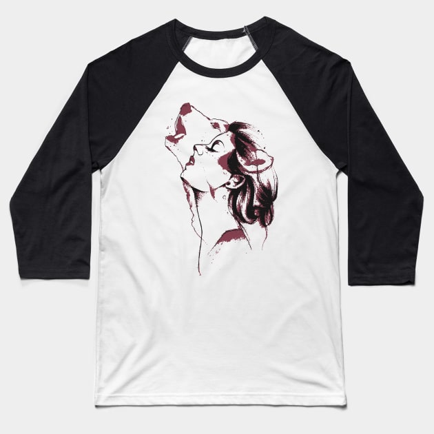 Wolf Girl Baseball T-Shirt by ShadesArts